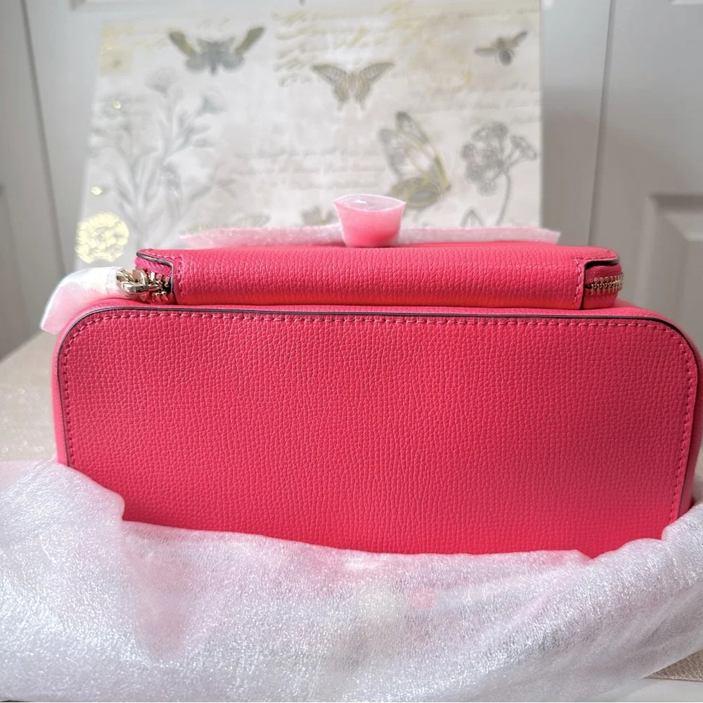 Kate Spade Kristi Medium Flap Leather Backpack in Bright Pink Peppe KA695